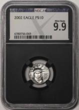 2002 $10 Platinum American Eagle Coin NGCX Mint State 9.9