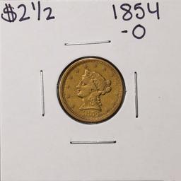 1854-O $2 1/2 Liberty Head Quarter Eagle Gold Coin