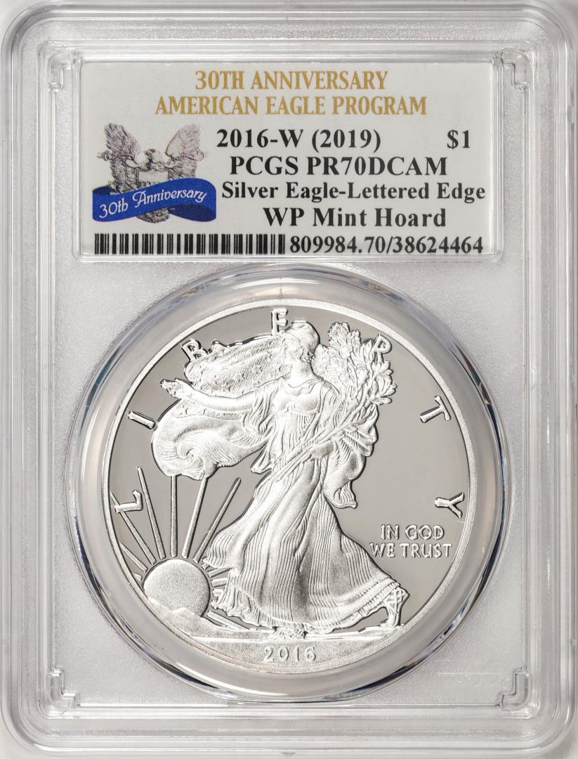 2016-W Lettered Edge $1 Proof American Silver Eagle Coin PCGS PR70DCAM WP Mint Hoard