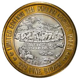 .999 Fine Silver Edgewater Laughlin, Nevada $10 Limited Edition Gaming Token