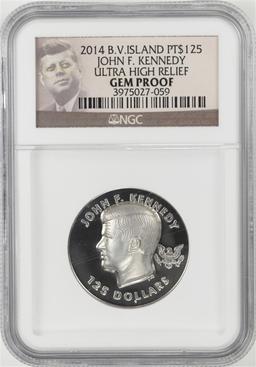 2014 $125 British Virgin Island Platinum Kennedy NGC Gem Proof Ultra High Relief