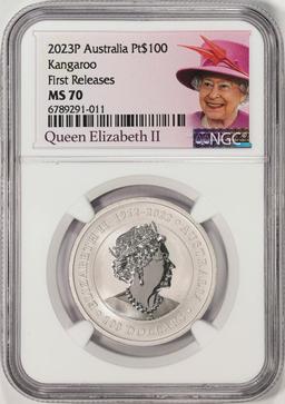 2023P Australia $100 Kangaroo 1oz Platinum Coin NGC MS70 First Releases