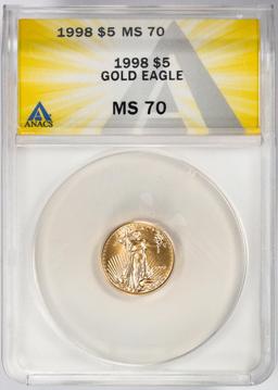 1998 $5 American Gold Eagle Coin ANACS MS70