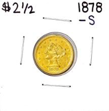 1878-S $2 1/2 Liberty Head Quarter Eagle Gold Coin