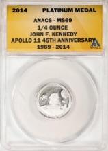 2014 Proof 1/4 oz Platinum JFK Apollo 11 Anniversary Medal ANACS MS69