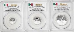 Lot of 2016-Mo Mexico Proof 1/20, 1/10 and 1/4 oz Silver Libertad Coins PCGS PR69DCAM