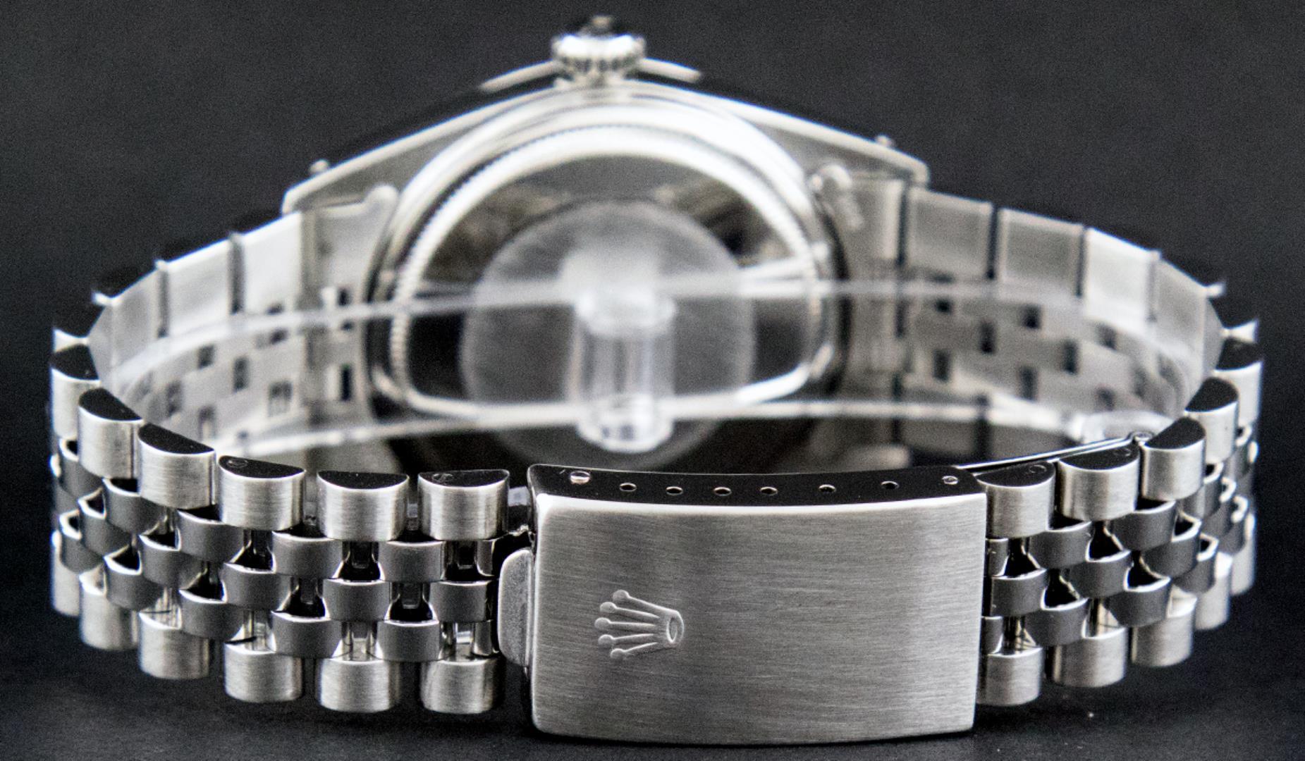 Rolex Mens Stainless Steel Blue Vignette Sapphire and Diamond Datejust Wristwatch
