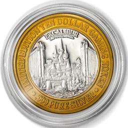 .999 Silver Excalibur Las Vegas Nevada $10 Casino Limited Edition Gaming Token