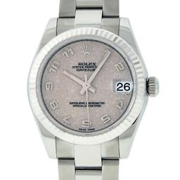 Rolex Ladies Midsize Stainless Steel Cream Arabic Datejust Wristwatch