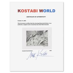 Mark Kostabi "Cracked Consciousness" Original Pencil on Paper