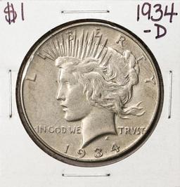 1934-D $1 Peace Silver Dollar Coin