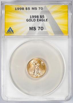 1998 $5 American Gold Eagle Coin ANACS MS70