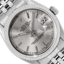 Rolex Ladies Midsize Stainless Steel Silver Index Datejust Wristwatch