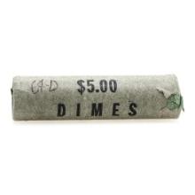 Original Bank Roll of (50) Brilliant Uncirculated 1964-D Roosevelt Dime Coins