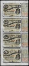 Uncut Sheet of (4) State of Louisiana Baby Bond Obsolete Notes