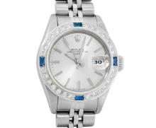 Rolex Ladies Stainless Steel Sapphire and Diamond Datejust Wristwatch