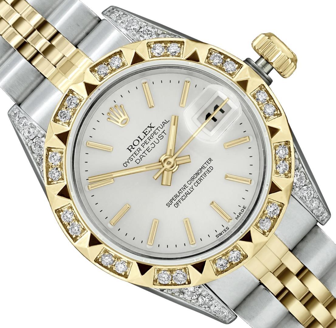 Rolex Ladies Two Tone Diamond Datejust With Rolex Box