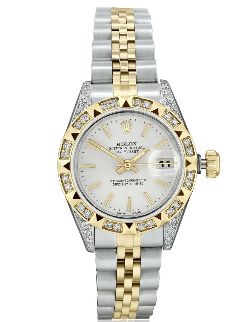 Rolex Ladies Two Tone Diamond Datejust With Rolex Box