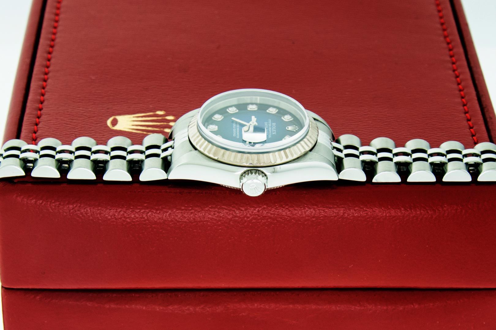 Rolex Ladies Stainless Steel Blue Vignette Diamond Datejust with Box