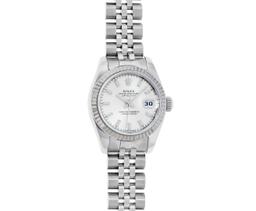 Rolex Ladies Stainless Steel White Index Datejust Wristwatch