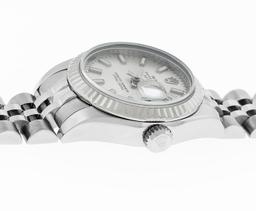 Rolex Ladies Stainless Steel White Index Datejust Wristwatch
