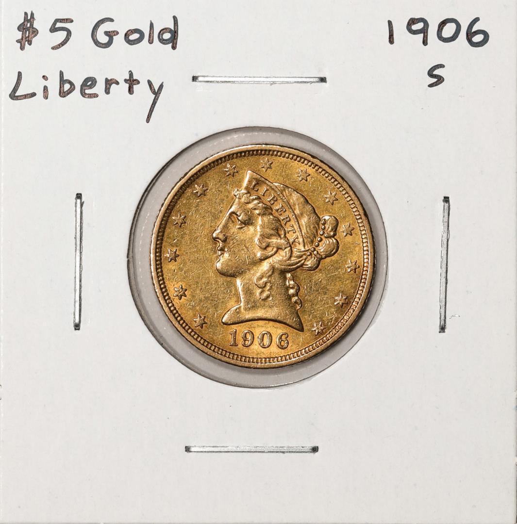 1906-S $5 Liberty Head Half Eagle Gold Coin