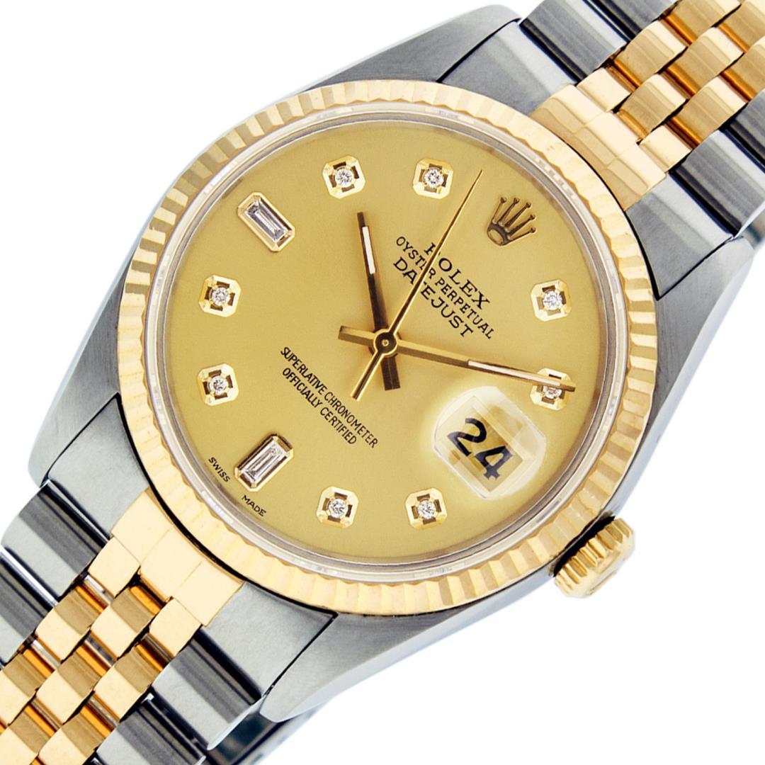 Rolex Mens Two Tone Champagne Diamond Datejust Wristwatch