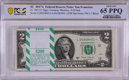 Pack 2017A $2 Federal Reserve STAR Notes San Francisco Fr.1941-L* PCGS Gem UNC 65PPQ