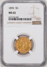 1895 $5 Liberty Head Half Eagle Gold Coin NGC MS62