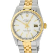 Rolex Men's Two Tone Silver Index Datejust Wristwatch