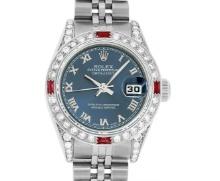 Rolex Ladies Stainless Steel Ruby and Diamond Datejust Wristwatch