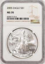 2005 $1 American Silver Eagle Coin NGC MS70