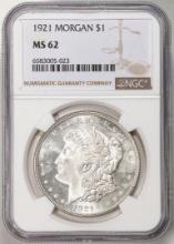 1921 $1 Morgan Silver Dollar Coin NGC MS62