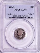 1916-D Mercury Dime Coin PCGS AG03