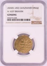 AH451-492 Ghaznavid Dinar A-1637 Ibrahim Gold Coin NGC Genuine