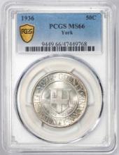 1936 York County Commemorative Half Dollar Coin PCGS MS66