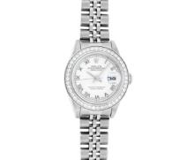 Rolex Ladies Stainless Steel Diamond Datejust Wristwatch