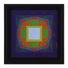 Victor Vasarely (1908-1997) "Gyemant" Print Mixed Media On Paper
