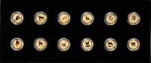 Set of 1996-2007 $5 Australia Reverse Proof Lunar 1/20 oz Gold Coins in Box