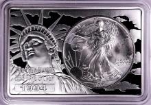 1994 $1 American Silver Eagle Coin & 2oz Silver Bar Set