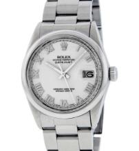 Rolex Men's Stainless Steel Silver Roman Datejust Wristwatch