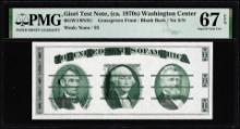 Circa 1970's Washington Center Giori Test Note PMG Superb Gem Uncirculated 67EPQ