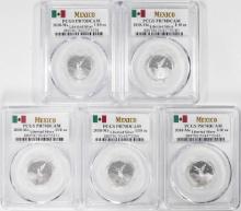 Lot of (5) 2018-Mo Mexico Proof 1/10 oz Silver Libertad Coins PCGS PR70DCAM