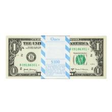 Pack of (100) Consecutive 2017A $1 Federal Reserve Star Notes New York