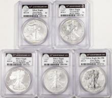 2011 $1 American Silver Eagle (5) Coin 25th Anniv. Set PCGS MS69/PR69 First Strike