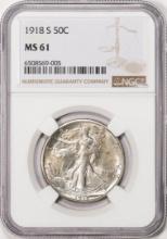 1918-S Walking Liberty Half Dollar Coin NGC MS61