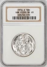 1936-D San Diego Commemorative Half Dollar Coin NGC MS65