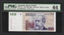 1999-2002 Banco Central Argentina 100 Pesos Note Pick# 351 PMG Choice Uncirculated 64