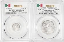 Set of (2) 2018Mo Mexico 1/4oz and Mo 1/20 oz Silver Libertad Coins PCGS PR69DCAM