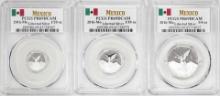 Lot of 2016-Mo Mexico Proof 1/20, 1/10 and 1/4 oz Silver Libertad Coins PCGS PR69DCAM